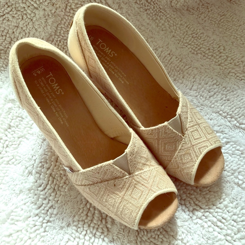 TOMS Cork and Canvas Wedges